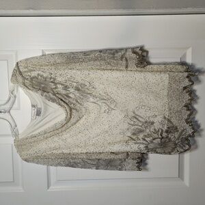 GRH4-Laurence Kazar 18W Silk Beaded Formal Blouse